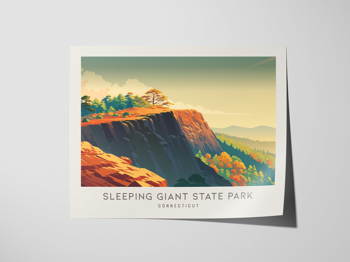 Sleeping Giant State Park Landscape Matte Border Poster | Connecticut Framed or Unframed Destination Print — giclée print det