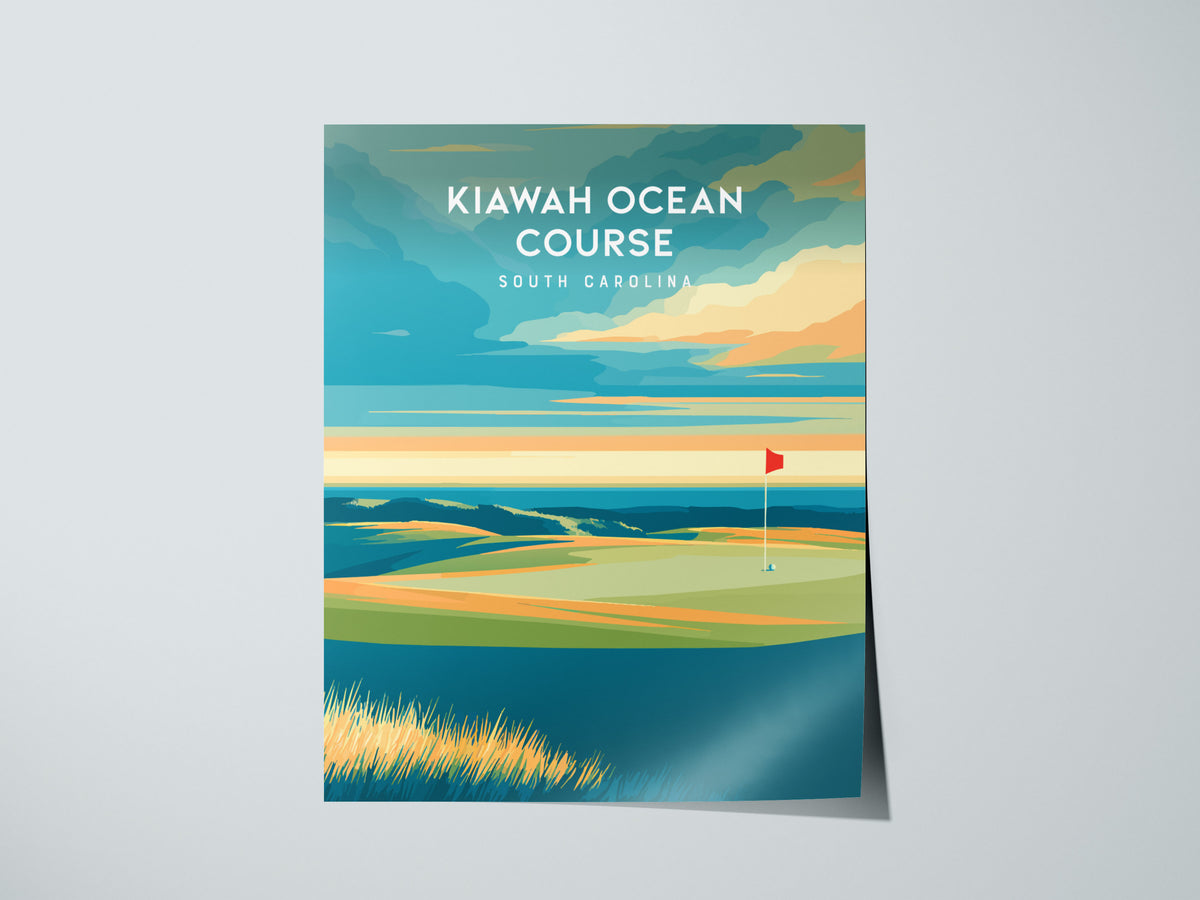 Kiawah Ocean Course, South Carolina Poster | Links Poster & Golfer Gift Wall Art — giclée print detail on matte paper
