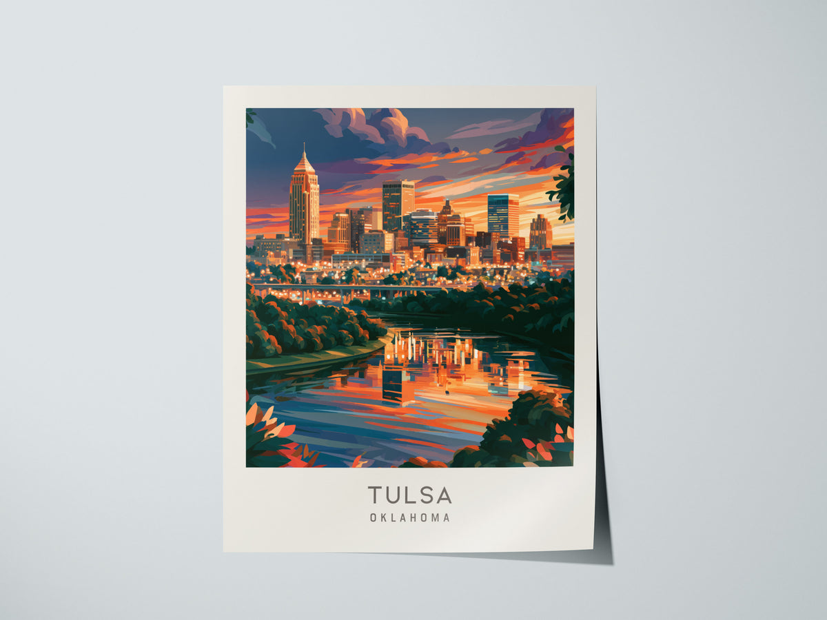 Tulsa Matte Border Poster | Oklahoma Destination Print Travel Wall Art — giclée print detail on matte paper