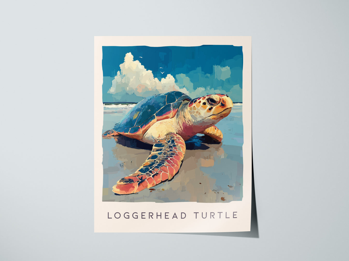 Loggerhead Sea Turtle Poster | Ocean Wildlife Coastal Wall Art