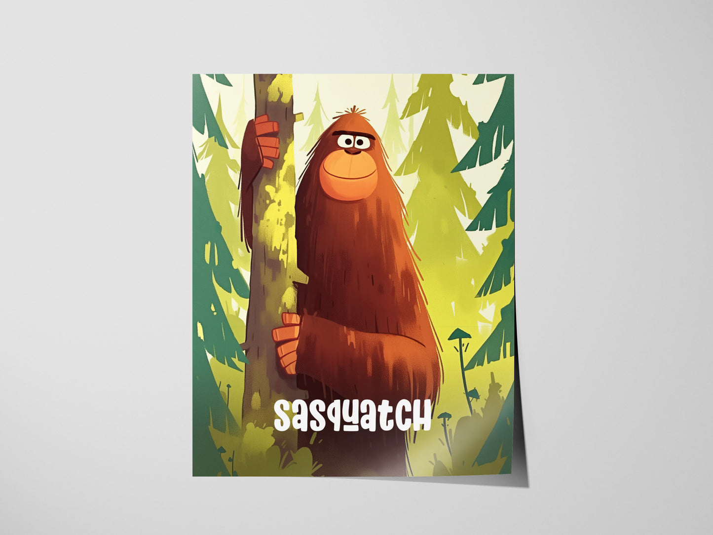 Sasquatch Poster for Kids | Cute Bigfoot Art for Children's Rooms