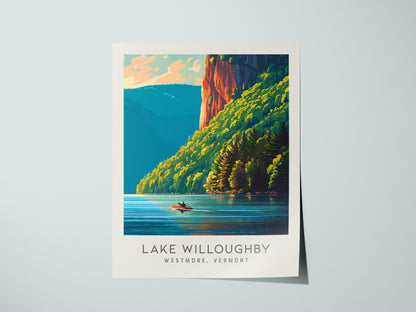 Lake Willoughby Matte Border Poster | Westmore, Vermont Destination Print — giclée print detail on matte paper