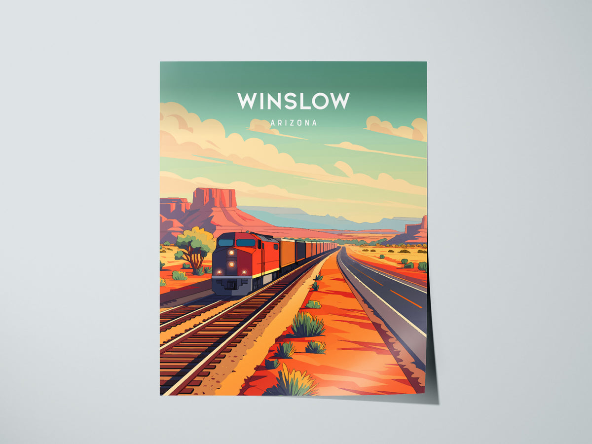 Winslow, Arizona Poster | Route 66 Desert Destination Print Wall Art — giclée print detail on matte paper