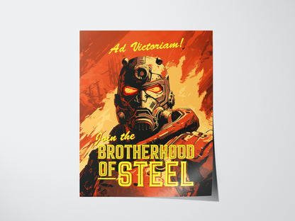 Brotherhood Of Steel Poster | Fallout Gamer Wall Art | Framed or Unframed