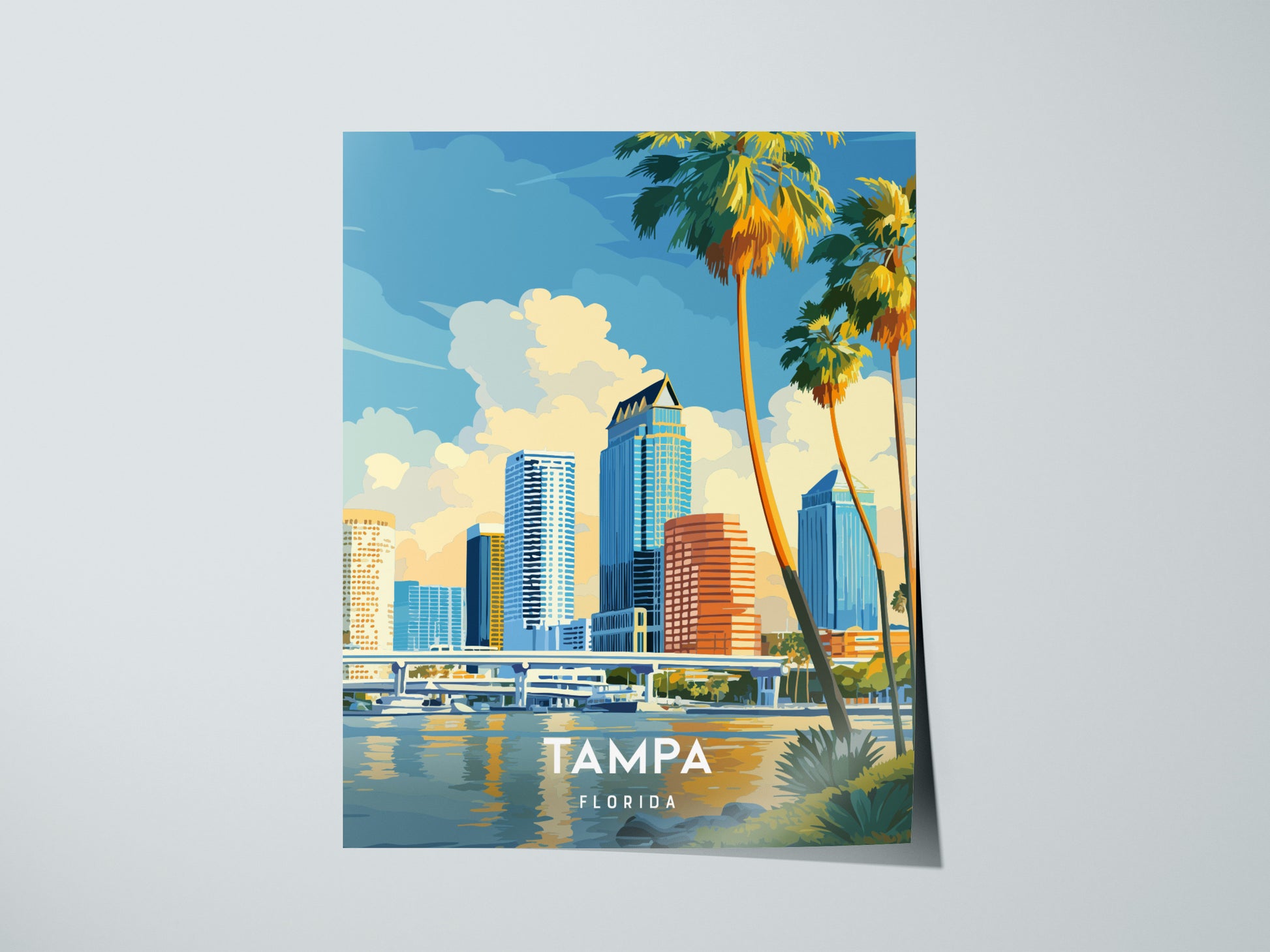 Tampa Poster | Florida Skyline Art | Gulf Coast City Wall Decor