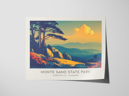 Monte Sano State Park Landscape Matte Border Poster | Huntsville, Alabama Vacation Wall Art — giclée print detail on matte pa