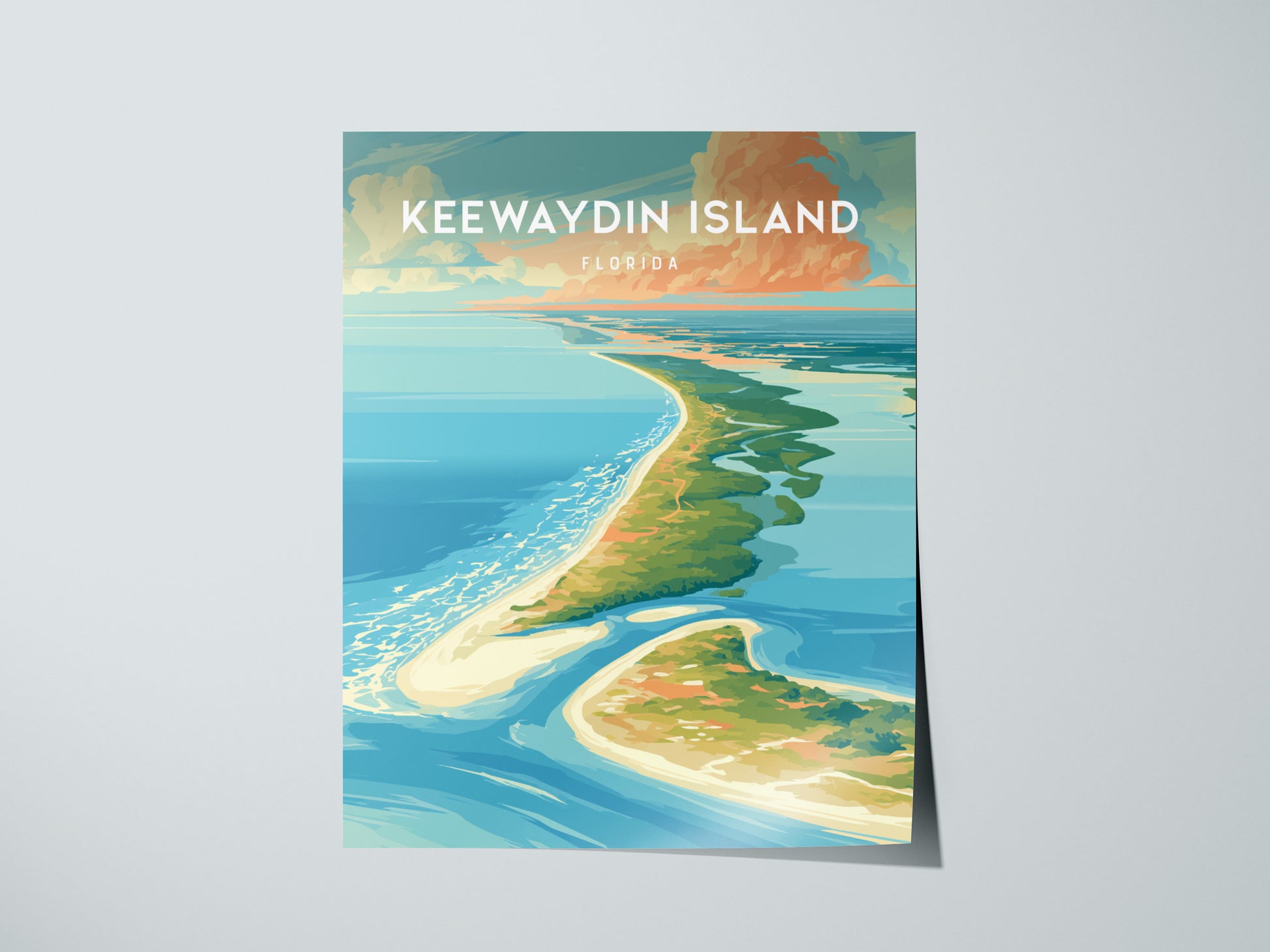 Keewaydin Island, Florida Poster | Secluded Beach & Coastal Decor Wall Art — giclée print detail on matte paper