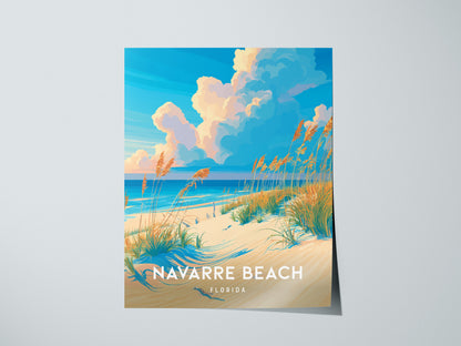 Navarre Beach, Florida Poster | Sugar-White Shores & Emerald Waters Wall Art — giclée print detail on matte paper