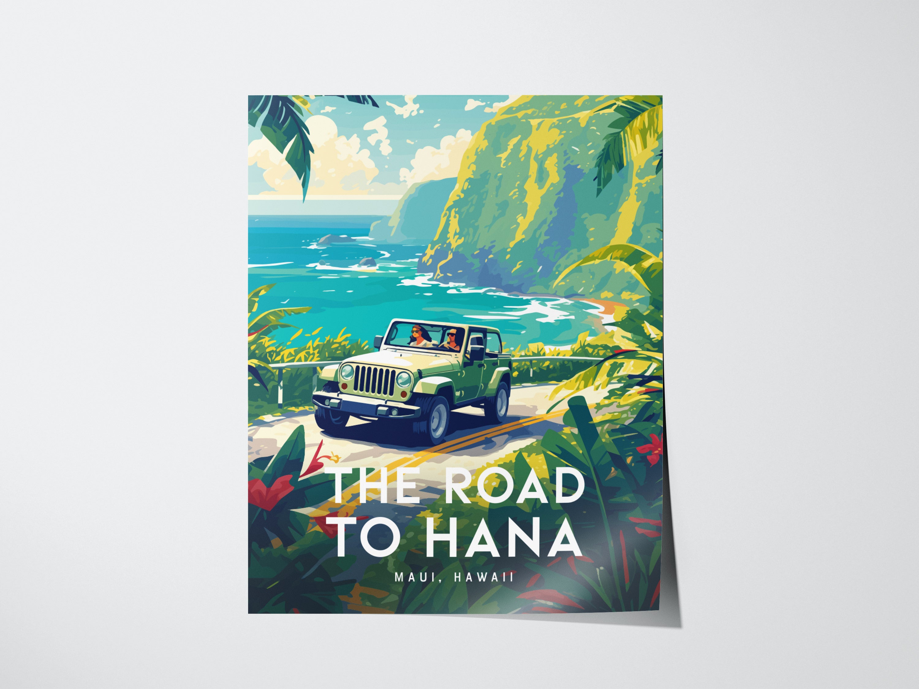 Road to Hana Poster | Maui Hawaii Scenic Drive Travel Art | Swell