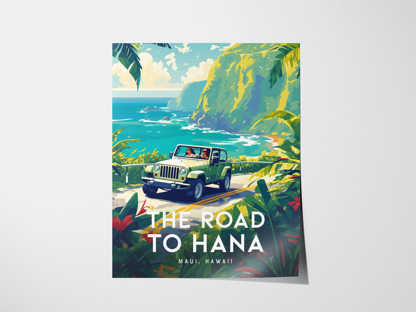 Road to Hana Poster | Maui Hawaii Scenic Drive Travel Art