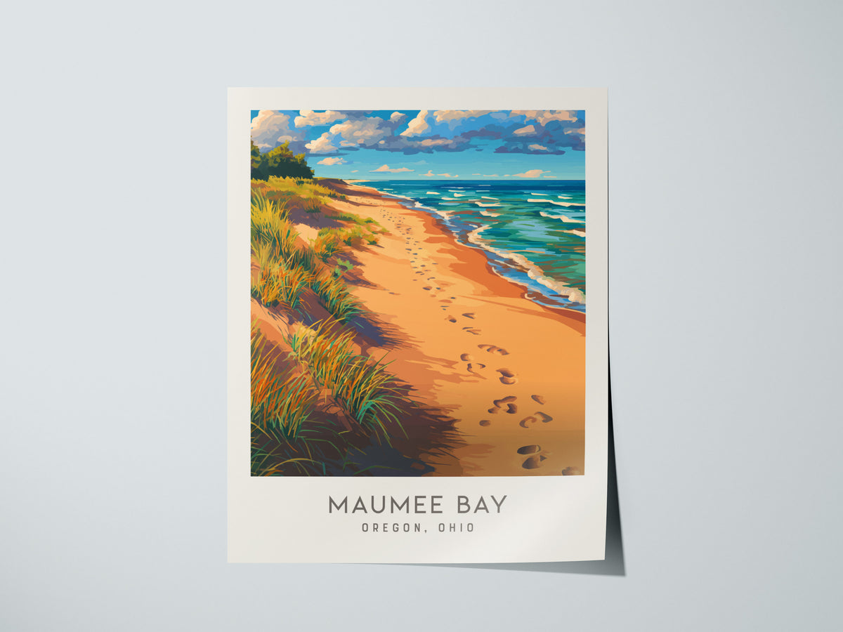 Maumee Bay Matte Border Poster | Oregon, Ohio Coastal Beach Decor Travel Wall Art — giclée print detail on matte paper