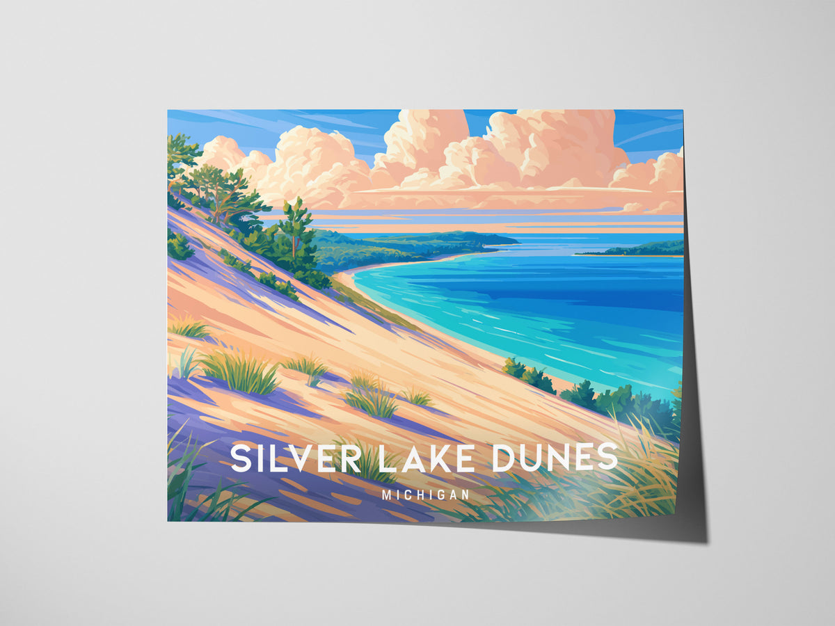 Silver Lake Dunes, Michigan Landscape Poster | Beach House Decor & Scenic Wall Art — giclée print detail on matte paper