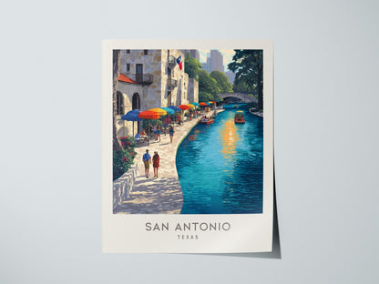 San Antonio River Walk Matte Border Poster | Texas Travel Wall Art — giclée print detail on matte paper