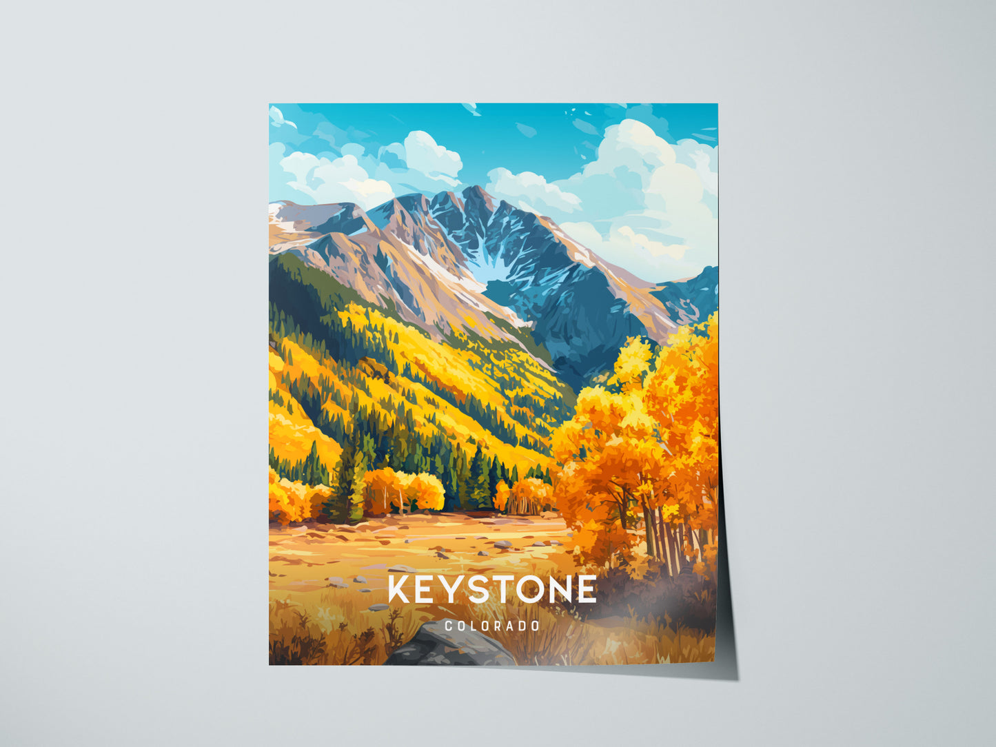 Keystone, Colorado Poster | Snow-Capped Peaks & Ski Village Wall Art — giclée print detail on matte paper