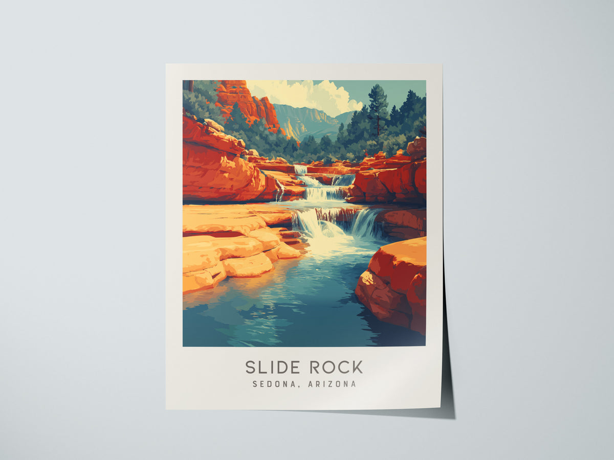 Slide Rock Matte Border Poster | Sedona, Arizona Travel Wall Art — giclée print detail on matte paper