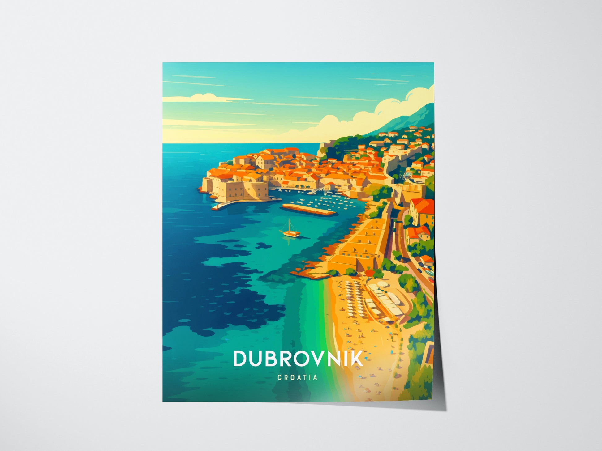 Dubrovnik Croatia Poster | Coastal Old Town Wall Art | Framed or Unframed