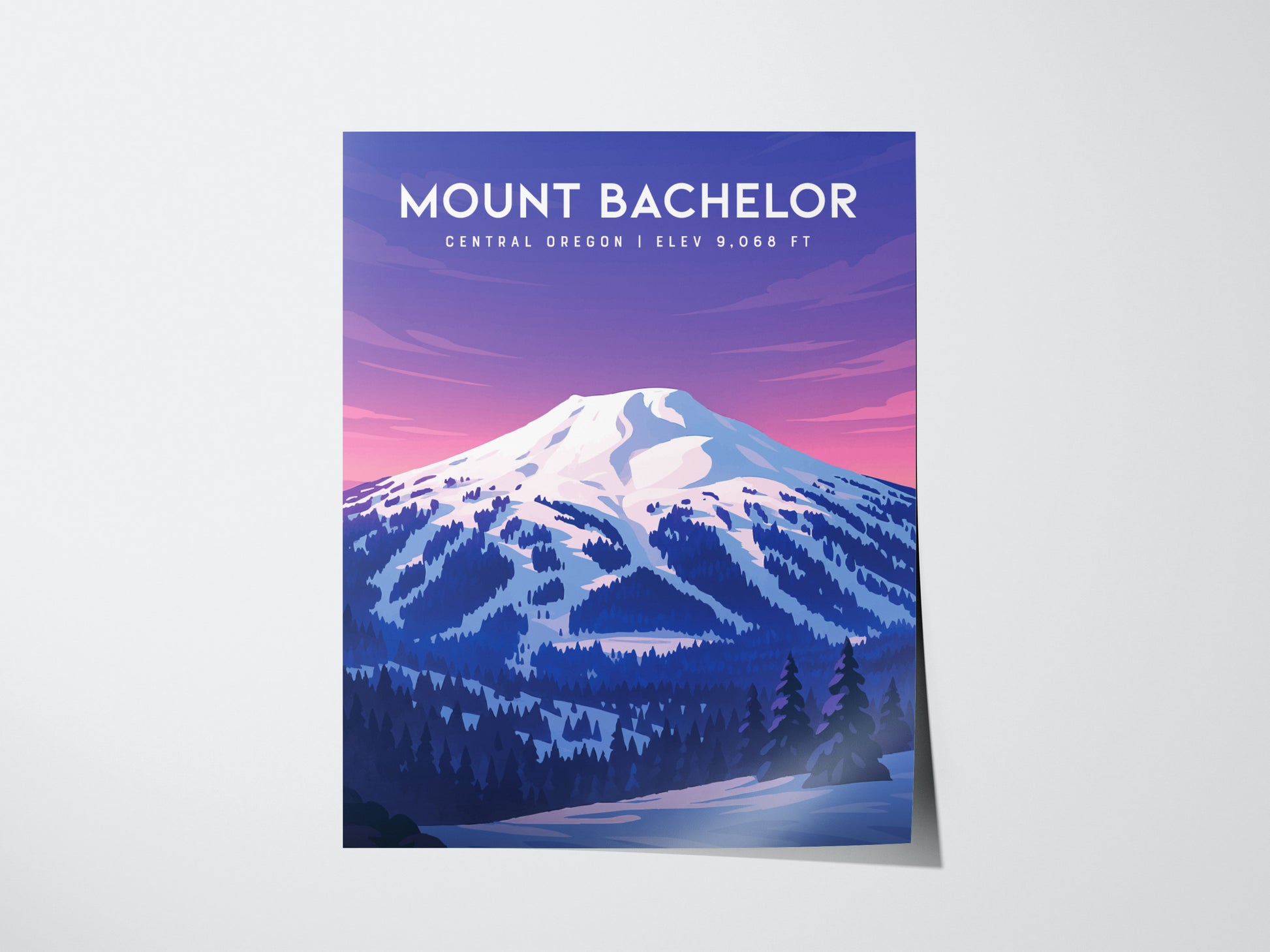 Mount Bachelor Poster | Oregon Cascade Minimalist Wall Art