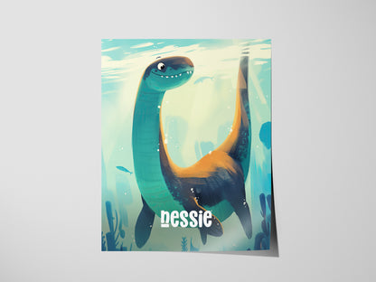 Nessie Poster | Cute Cryptid Loch Ness Wall Art Print
