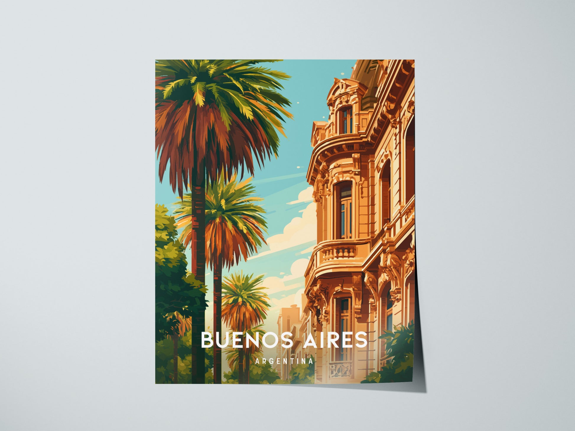 Buenos Aires, Argentina Poster | Tango & Colorful Streets Wall Art — giclée print detail on matte paper