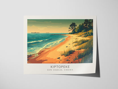 Kiptopeke Landscape Matte Border Poster | Cape Charles, Virginia Beach House Decor Travel Gift — giclée print detail on matte