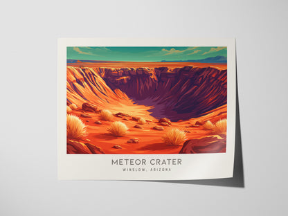 Meteor Crater Landscape Matte Border Poster | Winslow, Arizona Travel Gift — giclée print detail on matte paper