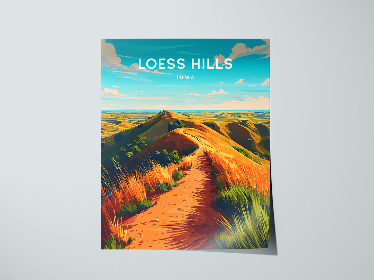 Loess Hills, Iowa Poster | Rolling Prairie Bluffs Destination Print Wall Art — giclée print detail on matte paper