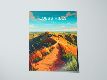 Loess Hills, Iowa Poster | Rolling Prairie Bluffs Destination Print Wall Art — giclée print detail on matte paper
