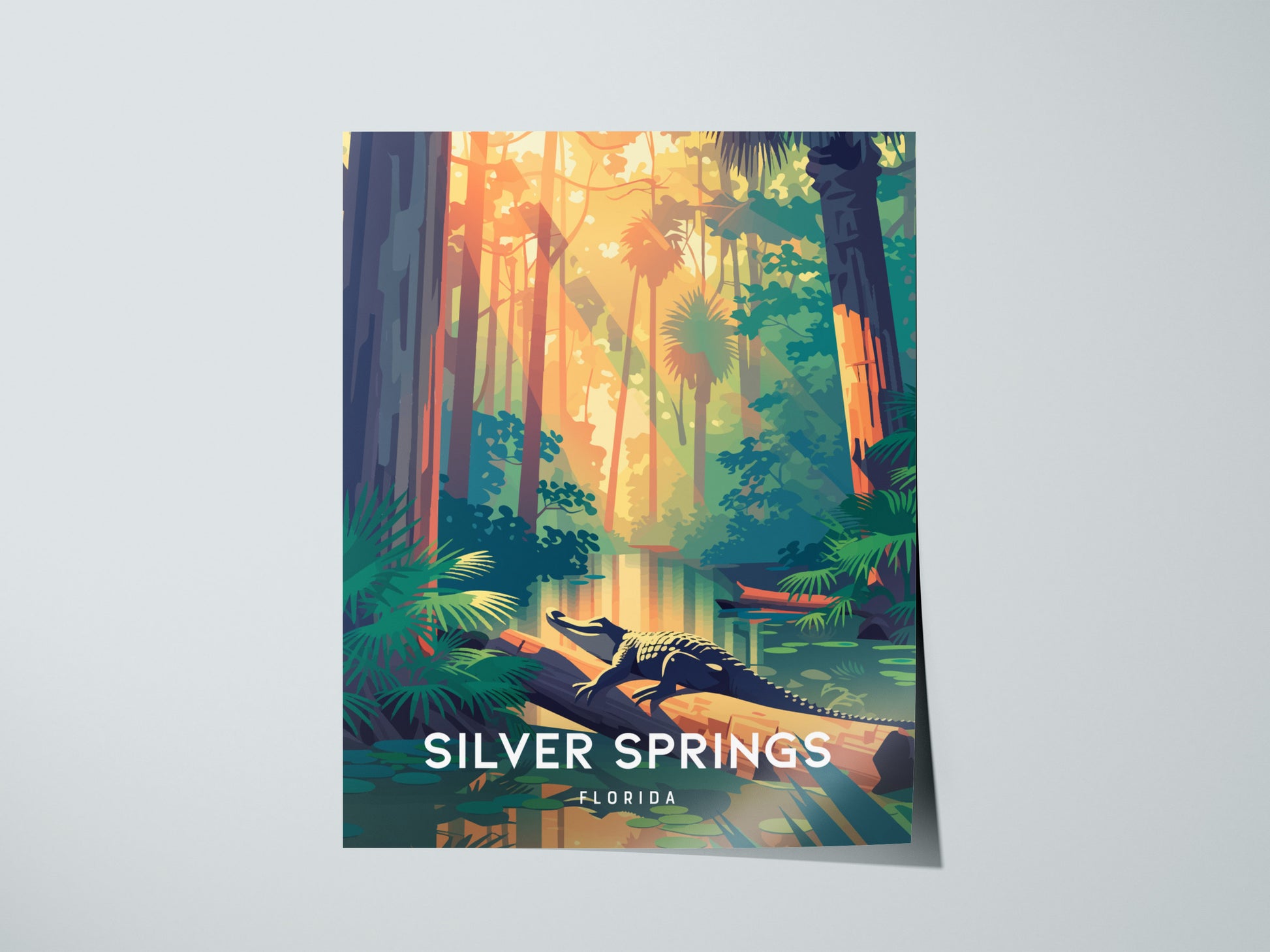 Silver Springs, Florida Poster | Crystal Waters & Glass-Bottom Boat Wall Art — giclée print detail on matte paper