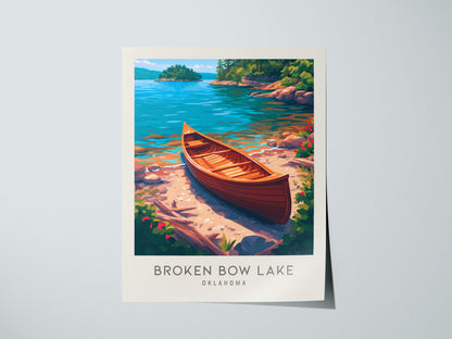 Broken Bow Lake Matte Border Poster | Oklahoma Destination Print Travel Wall Art — giclée print detail on matte paper