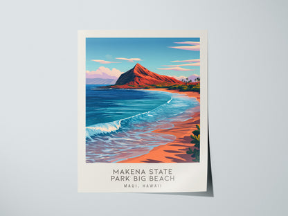 Makena State Park Big Beach Matte Border Poster | Maui, Hawaii Destination Print Travel Wall Art — giclée print detail on mat