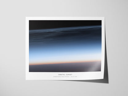 Orbital Sunset Landscape Poster | NASA International Space Station Space Photography Wall Art — giclée print detail on matte