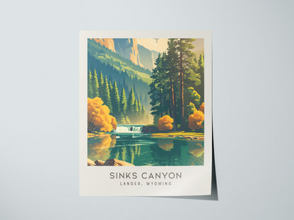 Sinks Canyon Matte Border Poster | Lander, Wyoming Travel Wall Art — giclée print detail on matte paper
