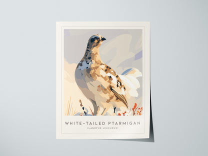 White-tailed Ptarmigan, Lagopus leucurus Poster | Alpine Bird Wall Art — giclée print detail on matte paper