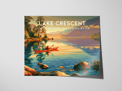 Lake Crescent Landscape Poster | Olympic National Park, Washington Vacation Wall Art — giclée print detail on matte paper