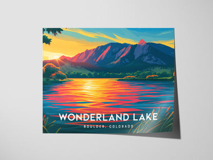 Wonderland Lake Landscape Poster | Boulder, Colorado Travel Wall Art — giclée print detail on matte paper