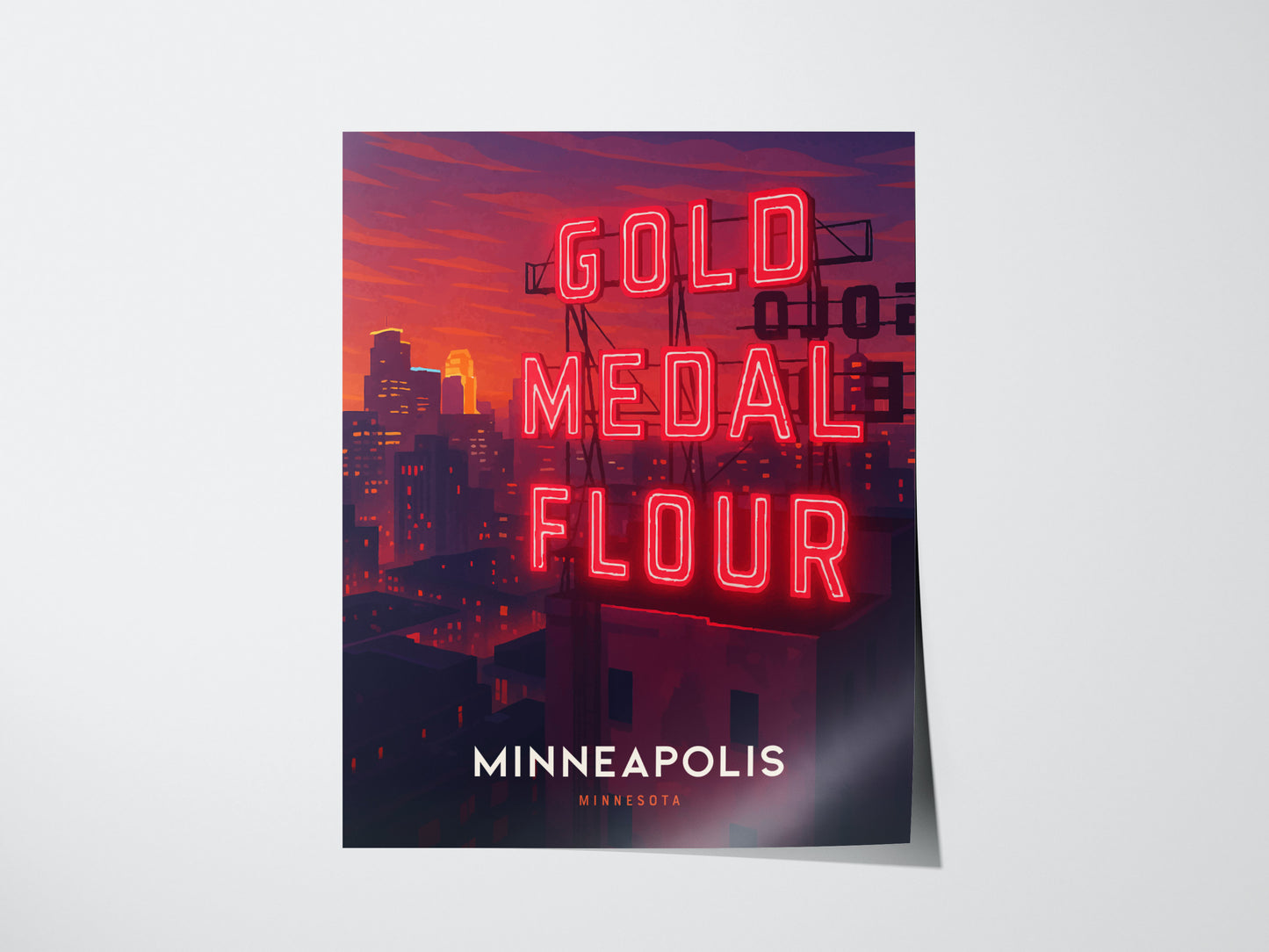 Gold Medal Flour Sign Poster | Minneapolis Minnesota Landmark Wall Art | Framed or Unframed
