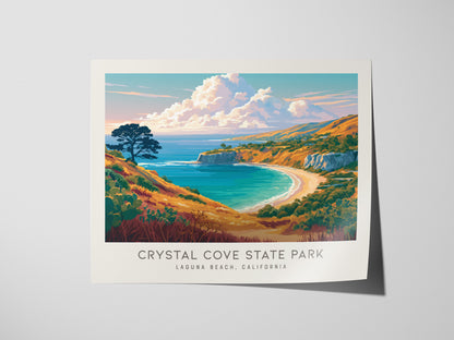 Crystal Cove State Park Landscape Matte Border Poster | Beach House Decor Laguna Beach, California Vacation Wall Art — giclée