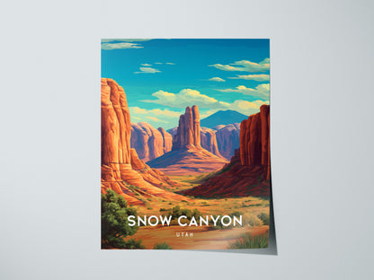 Snow Canyon, Utah Poster | Red Rock Desert Destination Print Wall Art — giclée print detail on matte paper