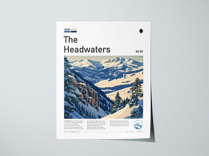 The Headwaters, Big Sky Montana Poster | Ski Lodge Decor Alpine Print Wall Art — giclée print detail on matte paper