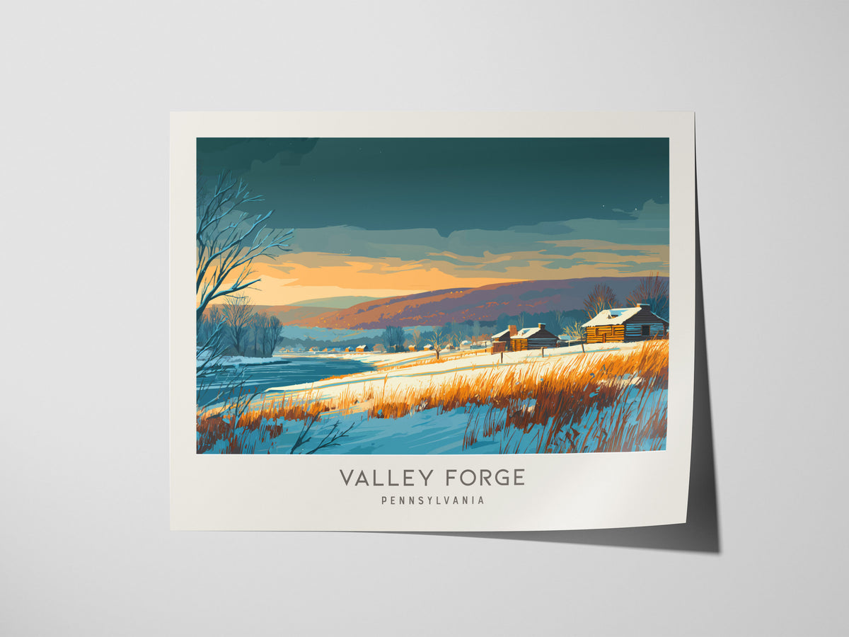 Valley Forge Landscape Matte Border Poster | Pennsylvania Framed or Unframed Travel Art — giclée print detail on matte paper
