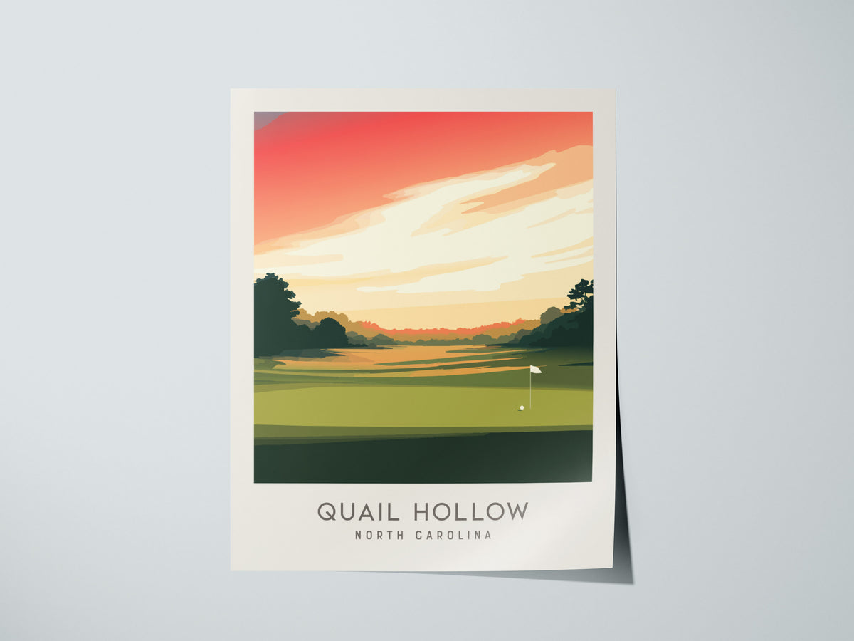 Quail Hollow Matte Border Poster | North Carolina Golf Course Print & Country Club Decor — giclée print detail on matte paper