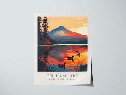 Trillium Lake Matte Border Poster | Mount Hood, Oregon Travel Wall Art — giclée print detail on matte paper