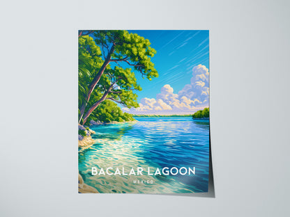 Bacalar Lagoon, Mexico Poster | Seven Colors Lake Tropical Beach Print Wall Art — giclée print detail on matte paper