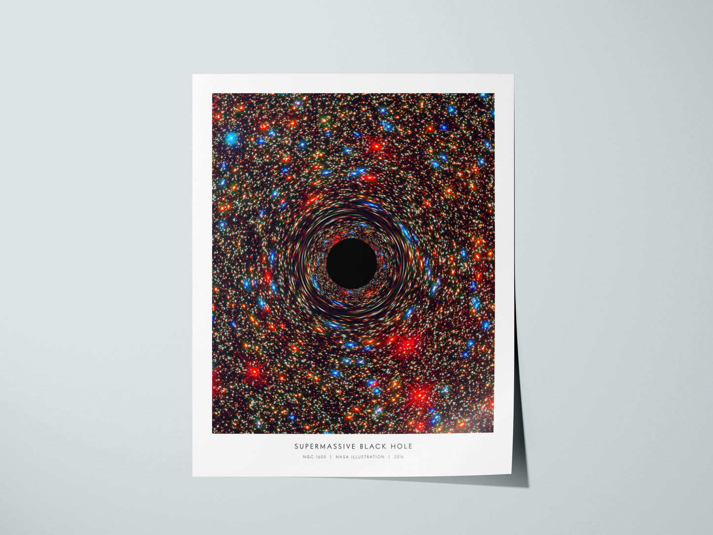Supermassive Black Hole Poster | NASA NGC 1600 Space Photography Wall Art — giclée print detail on matte paper
