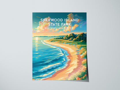 Sherwood Island State Park, Westport, Connecticut Poster | Seaside Travel Gift Wall Art — giclée print detail on matte paper