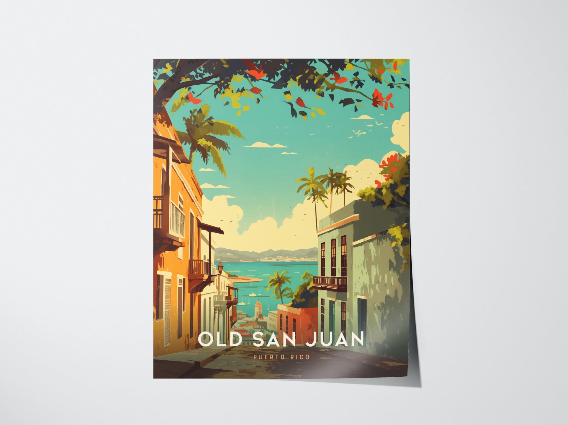 Old San Juan Poster | Puerto Rico Historic District Wall Art Print
