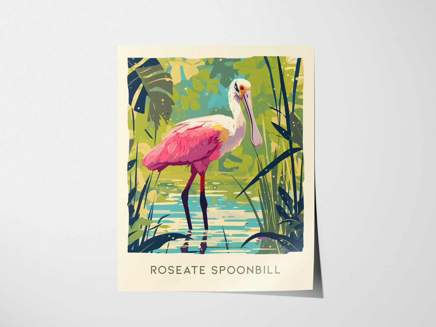 Roseate Spoonbill Art | Florida Pink Bird Poster Wildlife Gift