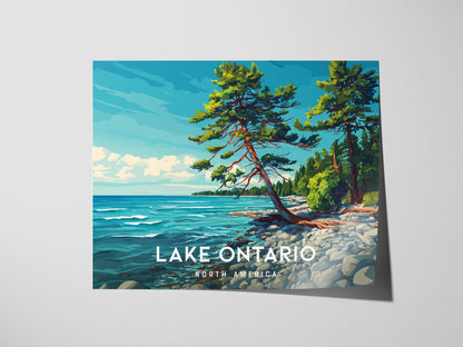 Lake Ontario Landscape Poster | North America Destination Print | Coastal Beach Decor Wall Art — giclée print detail on matte