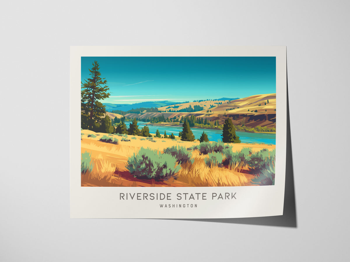 Riverside State Park Landscape Matte Border Poster | Washington Framed or Unframed Travel Gift — giclée print detail on matte