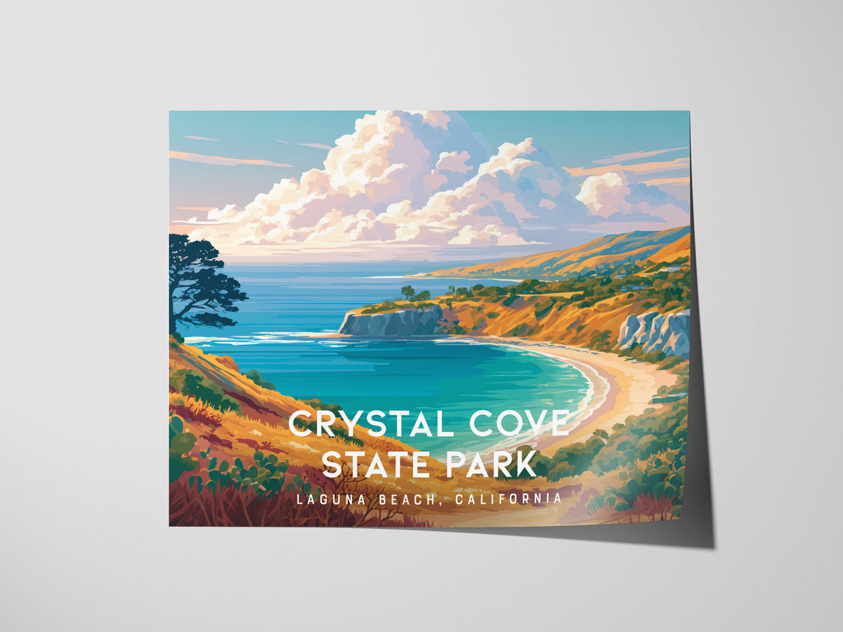 Crystal Cove State Park Landscape Poster | Destination Print Laguna Beach, California Wall Art — giclée print detail on matte